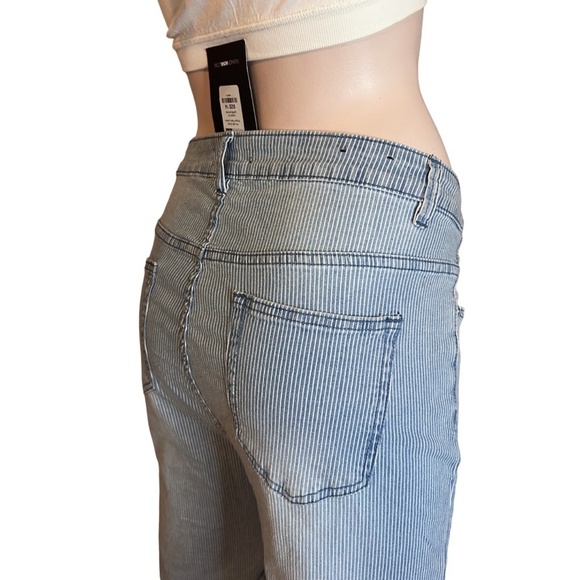 Fashion Nova Pin Me Down Stripe Flare Jeans High Waist Bell Bottom Button Fly - Picture 7 of 14